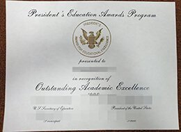President's Education Awards Program certificate