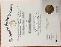 American Board of Opticianry certificate