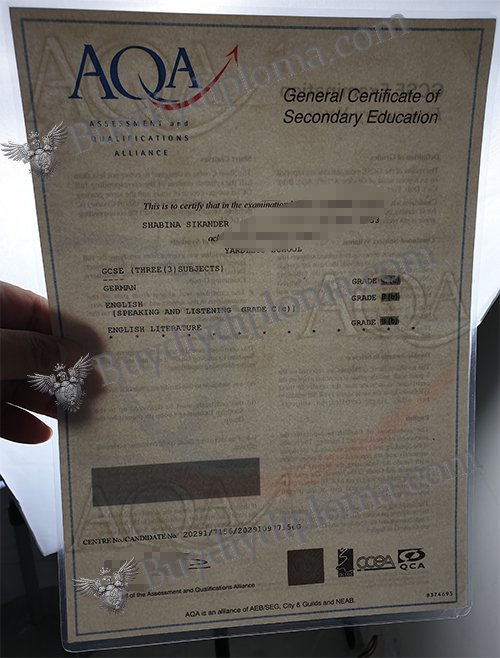 The AQA Education diploma Watermark