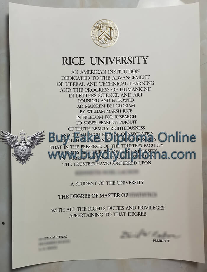 Rice University master's diploma