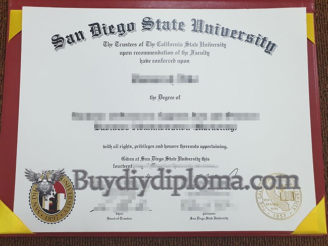 The 100% copy of San Diego State University diploma for sale here