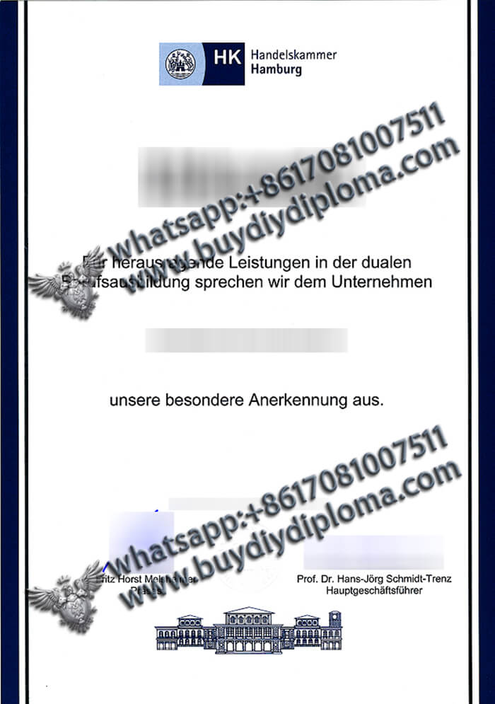 Hamburg Chamber of Commerce certificate Hamburg Chamber of Commerce certificate