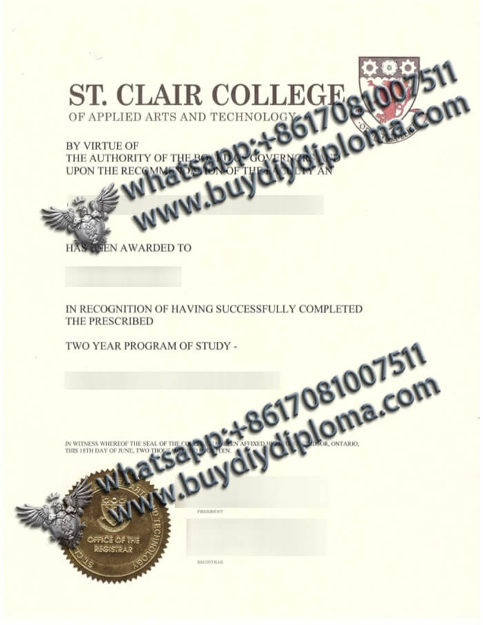 St. Clair College of applied arts and technology diploma