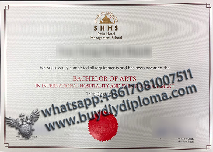 Swiss Hotel Management School certificate