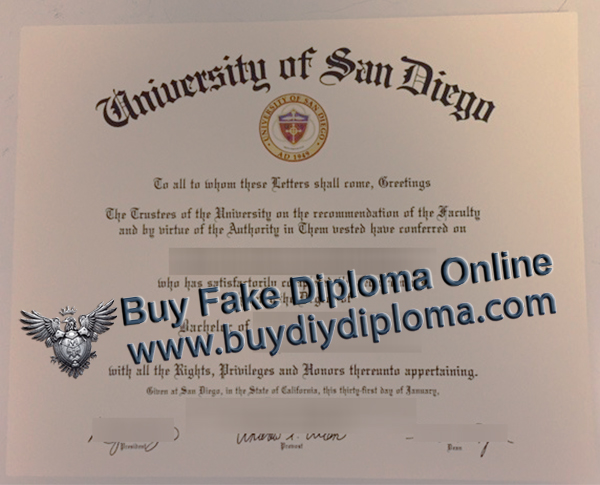 University of San Diego (USD) diploma 