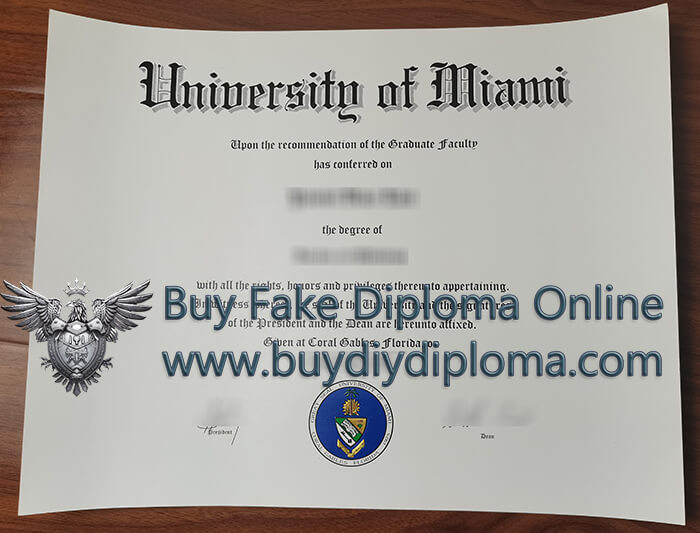 University of Miami diploma 