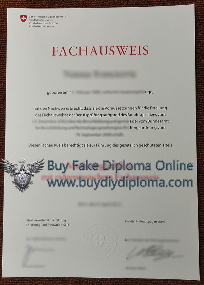  Fachausweis certificate