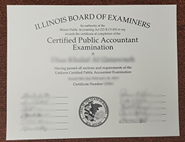 Illinois board of examiners CPA examination certificate, USA CPA cert.
