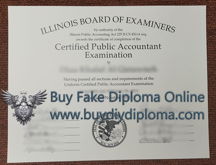 Illinois board of examiners CPA examination certificate