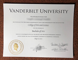 Vanderbilt University degree certificate