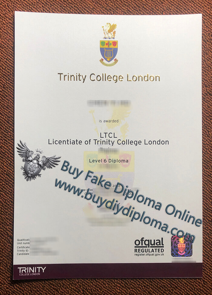 Trinity College London diploma certificate, LTCL diploma