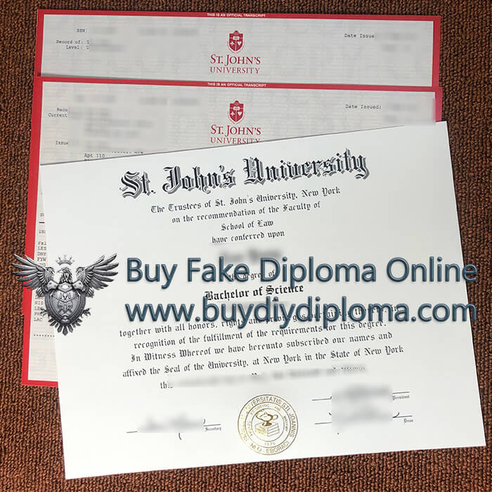 St. John's University diploma with transcript