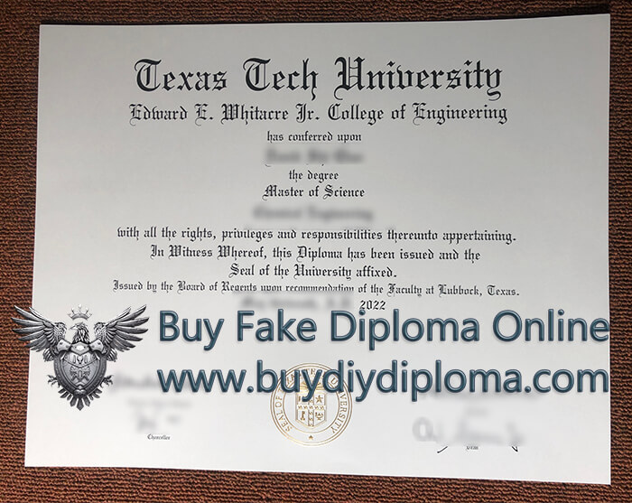 Texas Tech University diploma