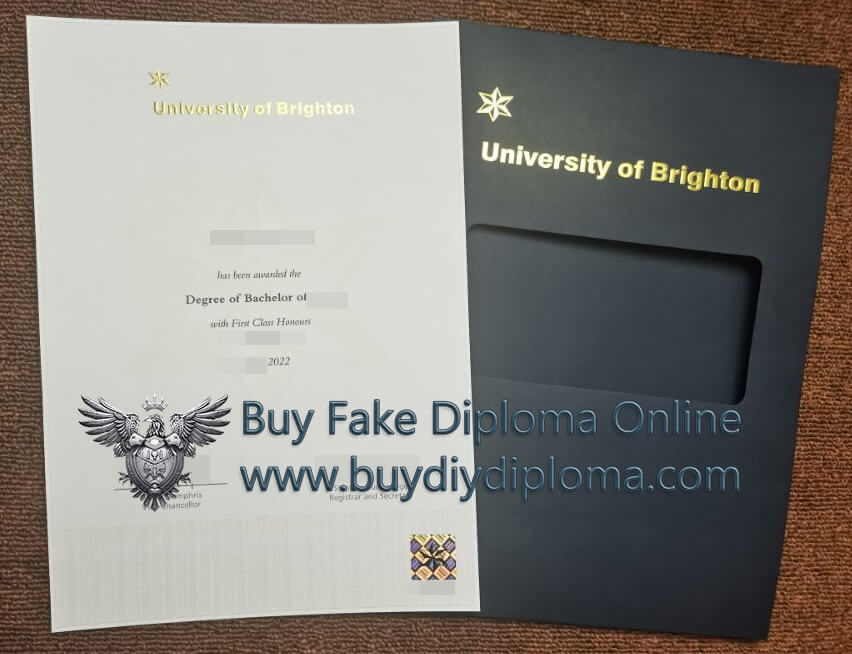 University of Brighton diploma and cover