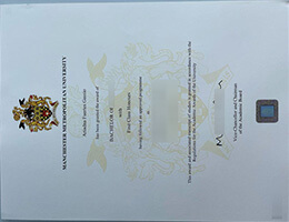 Manchester Metropolitan University diploma certificate