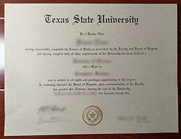 Texas State University degree certificate