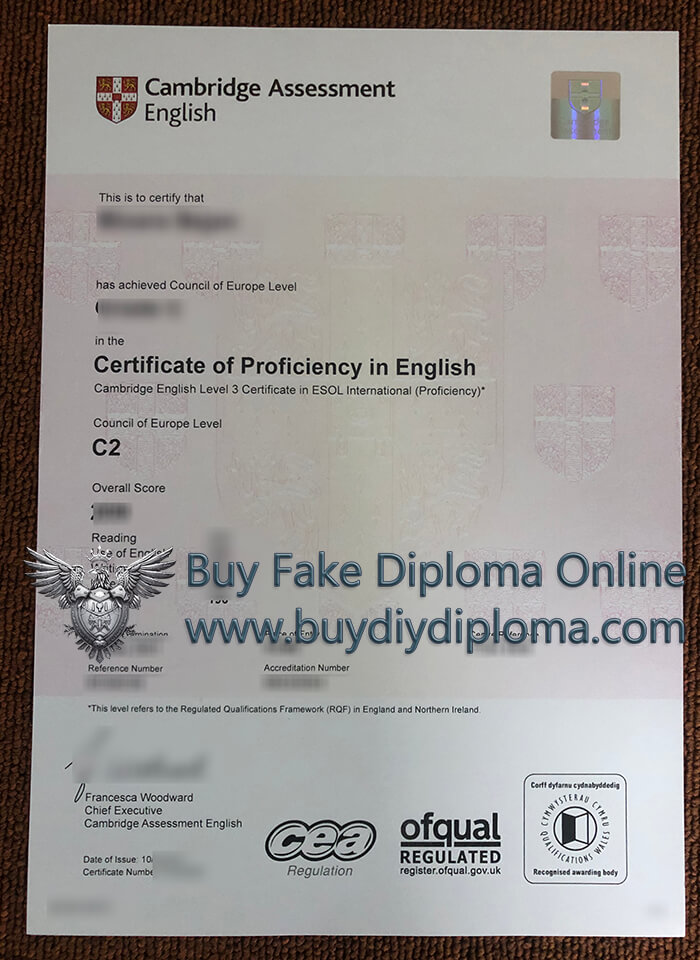 Cambridge C2 Proficiency (CPE) certificate