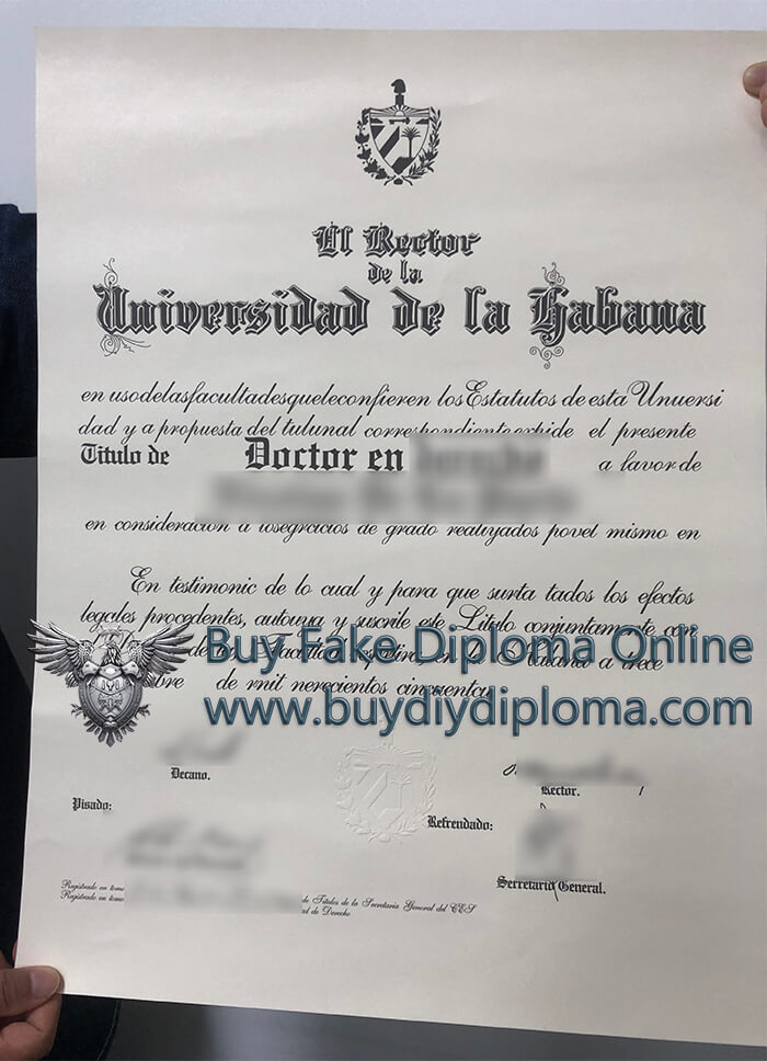 Universidad de La Habana diploma