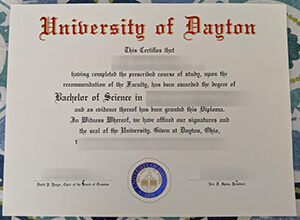 University of Dayton diploma certificate