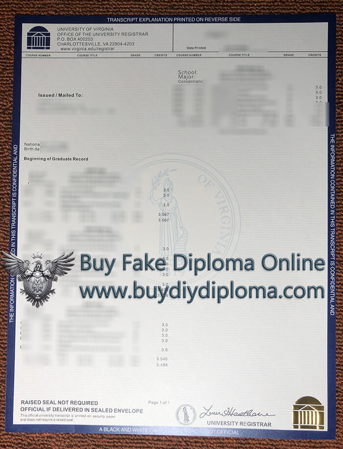 University of Virginia transcript University of Virginia transcript