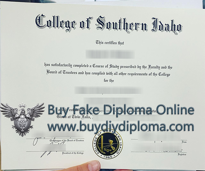 College of Southern Idaho diploma