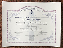 Le Cordon Bleu cetificate sample