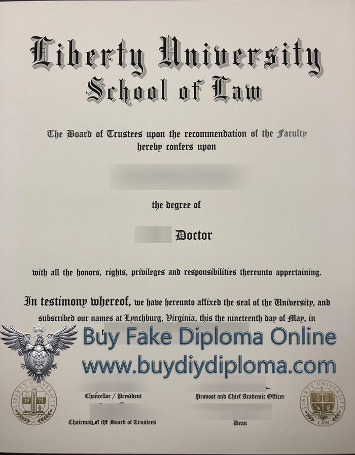 Liberty University School of Law diploma