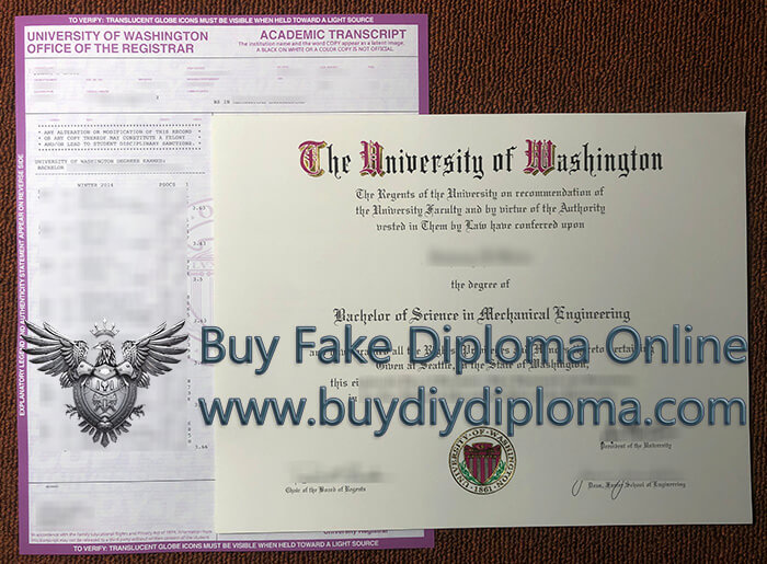 UW degree certificate with transcript