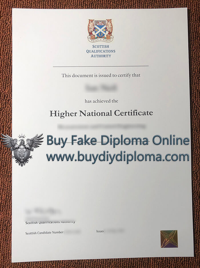 fake SQA Higher National Certificate