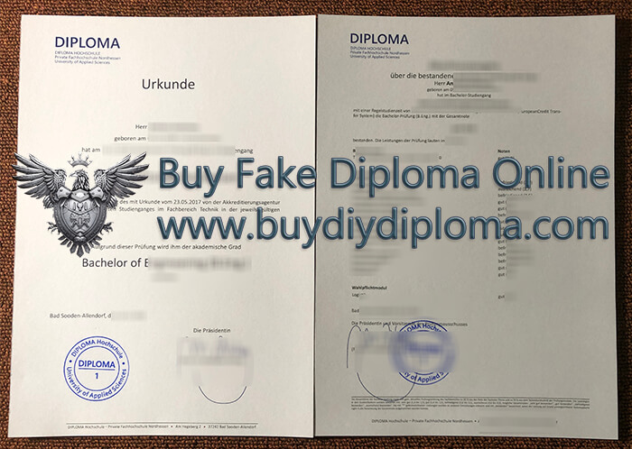 Diploma Hochschule Urkunde, Private Fachhochschule Nordhessen Diploma