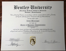 Bentley University Diploma certificate