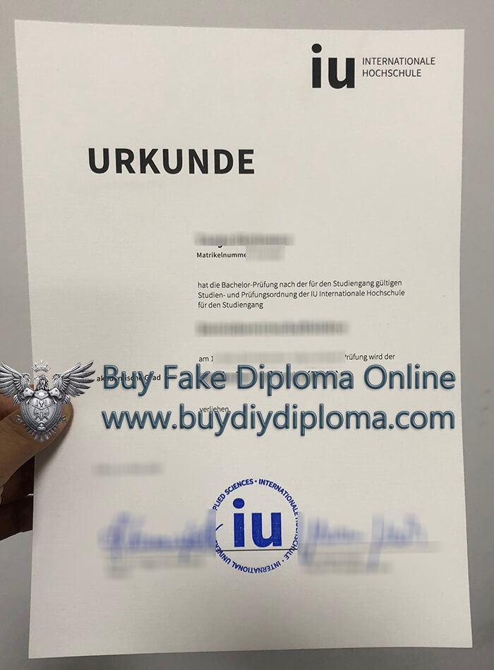 IU Internationale Hochschule Urkunde, IU Internationale Hochschule Diploma