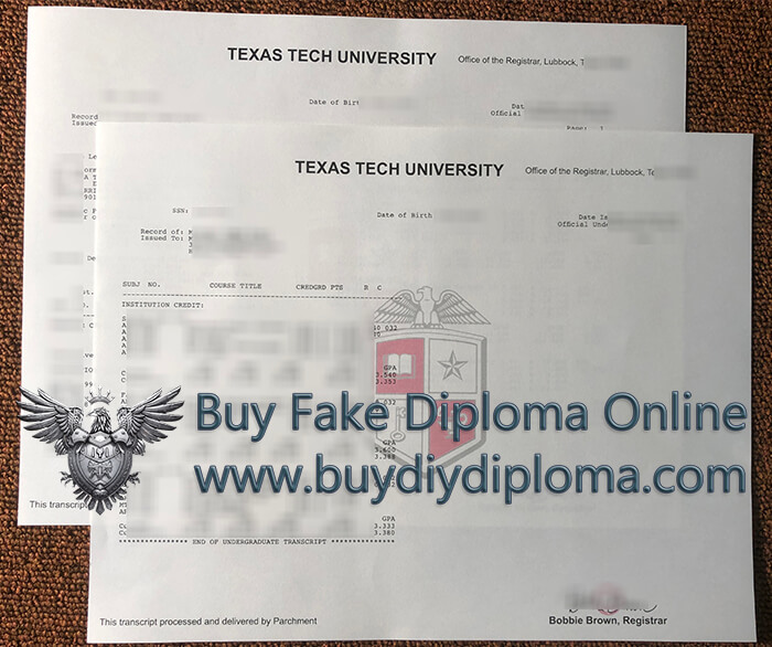 Texas Tech University Transcript Texas Tech University Transcript