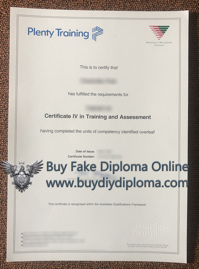 Plenty Training certificate