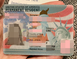 US permanent resident card sample