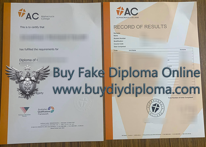 Alphacrucis College Diploma and transcript