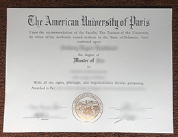 American University of Paris diploma certificate