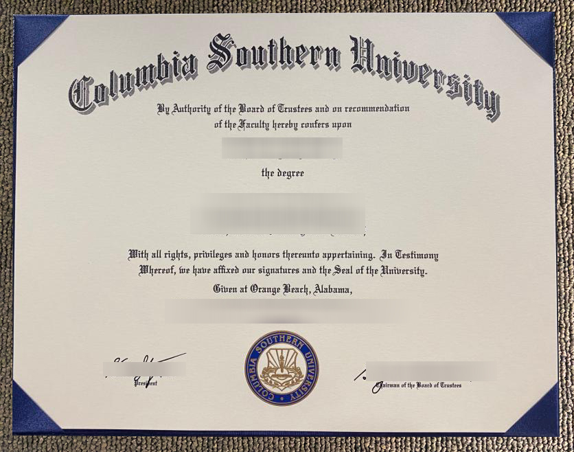 Columbia Southern University diploma certificate