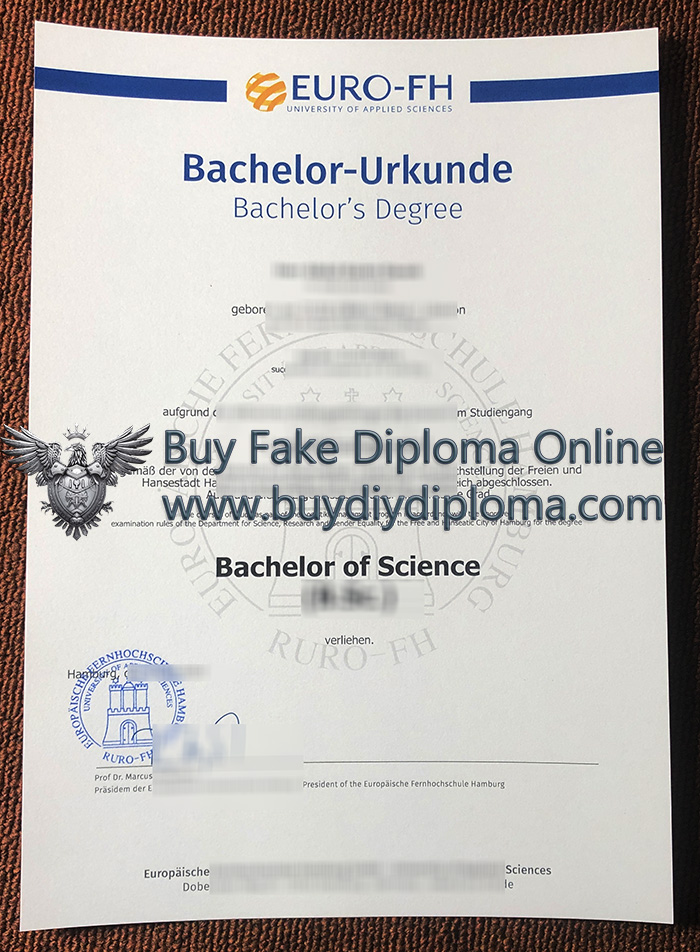 Europäische Fernhochschule Hamburg diploma, Euro-FH Urkunde