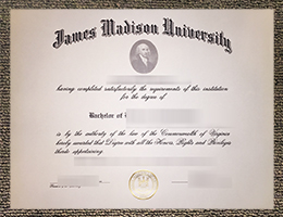 James Madison University diploma certificate