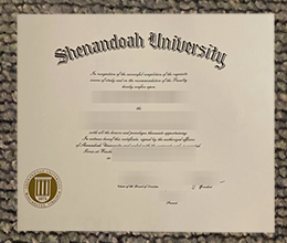 Shenandoah University degree certificate