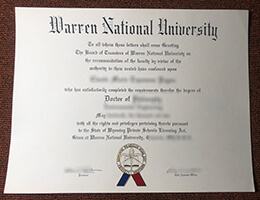 Warren National University diploma sample
