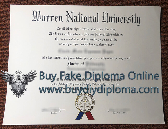 Warren National University diploma