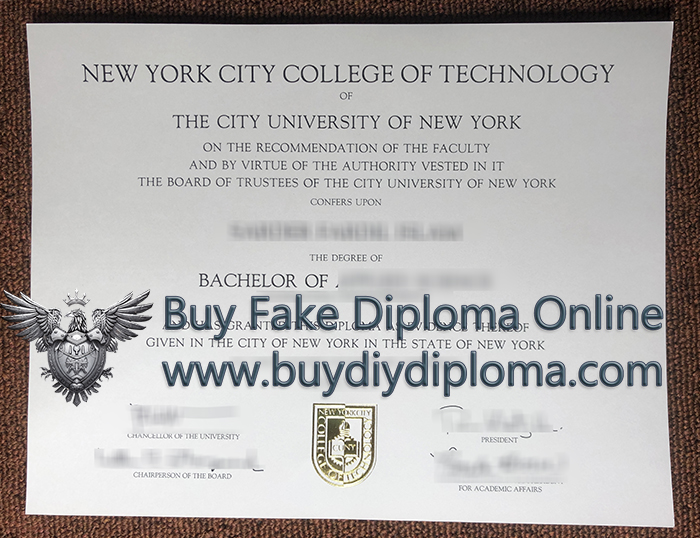 CUNY diploma certificate, New York City College of Technology degree