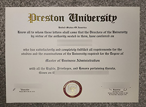 Preston University Degree Certificate