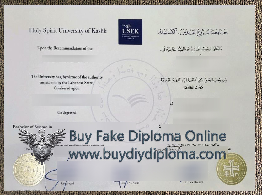USEK diploma, Holy Spirit University of Kaslik degree
