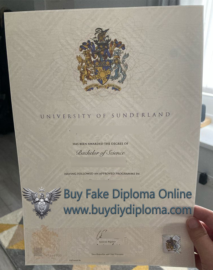 University of Sunderland degree with watermark