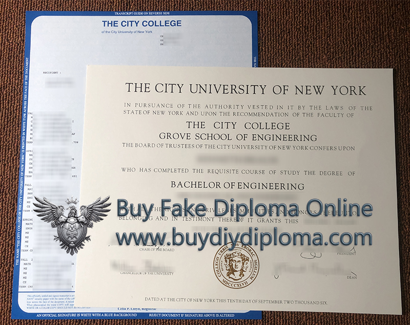 City University of New York diploma and transcript