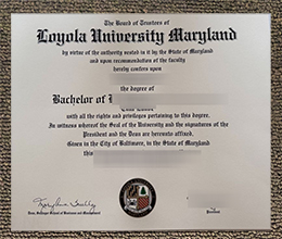 Loyola University Maryland diploma certificate