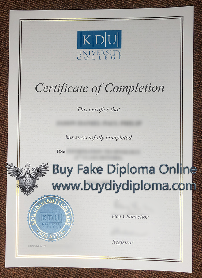 KDU University College degree certificate
